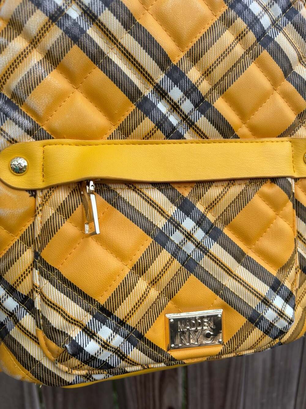 Yellow Plaid Women’s Backpack - Hidden NYC - Picture 4 of 16